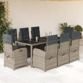 Set comedor jardín 9 pzas y cojines ratán sintético gris en Conjuntos de jardín | Comprar online en Foru.es