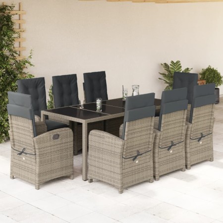 Set comedor jardín 9 pzas y cojines ratán sintético gris en Conjuntos de jardín | Comprar online en Foru.es