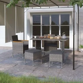 Juego de silla de jardín y taburete 4 piezas ratán PE gris de , Sillas de jardín - Ref: Foro24-310615, Precio: 206,33 €, Desc...