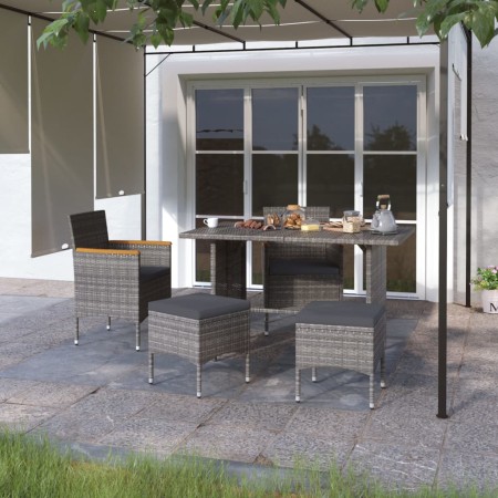 Juego de silla de jardín y taburete 4 piezas ratán PE gris de , Sillas de jardín - Ref: Foro24-310615, Precio: 208,98 €, Desc...