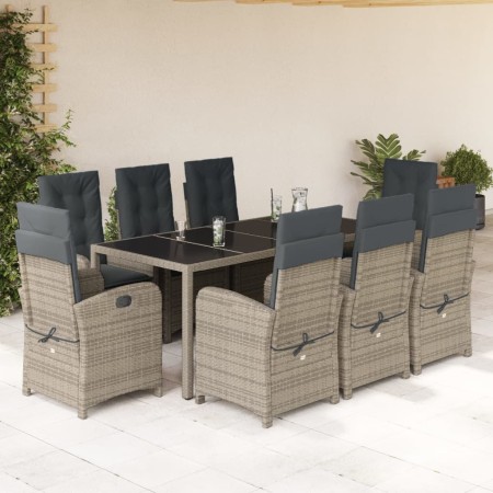 Set comedor jardín 9 pzas y cojines ratán sintético gris en Conjuntos de jardín | Comprar online en Foru.es