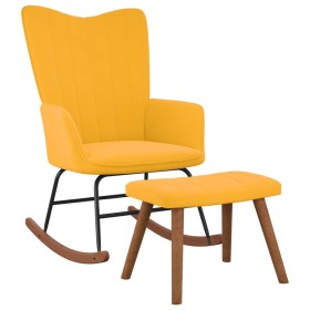 Silla mecedora con reposapiés tela amarillo mostaza de , Mecedoras - Ref: Foro24-327761, Precio: 134,61 €, Descuento: %