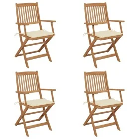 Sillas de jardín plegables 4 uds y cojines madera maciza acacia de , Sillas de jardín - Ref: Foro24-3064619, Precio: 203,56 €...
