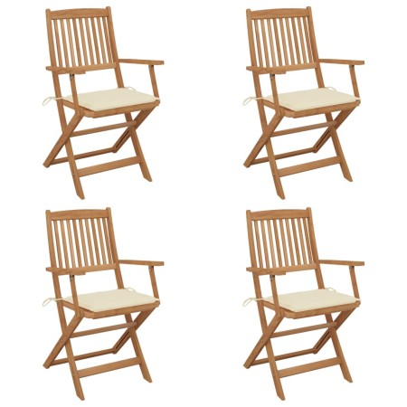 Sillas de jardín plegables 4 uds y cojines madera maciza acacia de , Sillas de jardín - Ref: Foro24-3064619, Precio: 231,28 €...