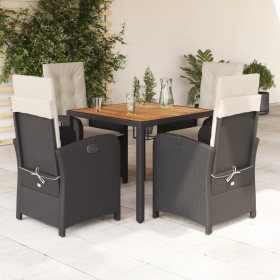 Set de muebles jardín 5 pzas con cojines ratán sintético negro en Conjuntos de jardín | Comprar online en Foru.es