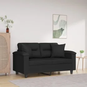 Sofá de 2 plazas con cojines tela de microfibra negro 120 cm de , Sofás - Ref: Foro24-3200968, Precio: 254,20 €, Descuento: %