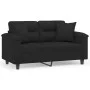 Sofá de 2 plazas con cojines tela de microfibra negro 120 cm de , Sofás - Ref: Foro24-3200968, Precio: 254,20 €, Descuento: %