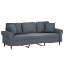 Sofá de 3 plazas con cojines terciopelo gris oscuro 180 cm de , Sofás - Ref: Foro24-3200956, Precio: 296,24 €, Descuento: %