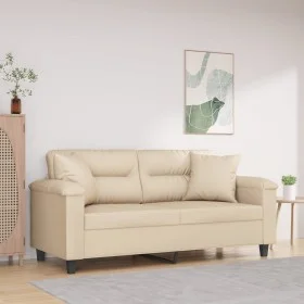 Sofá de 2 plazas con cojines tela microfibra color crema 140 cm de , Sofás - Ref: Foro24-3200975, Precio: 247,06 €, Descuento: %