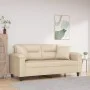 Sofá de 2 plazas con cojines tela microfibra color crema 140 cm de , Sofás - Ref: Foro24-3200975, Precio: 247,06 €, Descuento: %