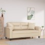 Sofá de 2 plazas con cojines tela microfibra color crema 140 cm de , Sofás - Ref: Foro24-3200975, Precio: 252,83 €, Descuento: %