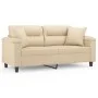 Sofá de 2 plazas con cojines tela microfibra color crema 140 cm de , Sofás - Ref: Foro24-3200975, Precio: 247,06 €, Descuento: %