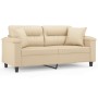 Sofá de 2 plazas con cojines tela microfibra color crema 140 cm de , Sofás - Ref: Foro24-3200975, Precio: 252,83 €, Descuento: %