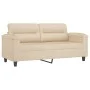 Sofá de 2 plazas con cojines tela microfibra color crema 140 cm de , Sofás - Ref: Foro24-3200975, Precio: 247,06 €, Descuento: %