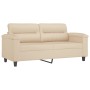 Sofá de 2 plazas con cojines tela microfibra color crema 140 cm de , Sofás - Ref: Foro24-3200975, Precio: 252,83 €, Descuento: %