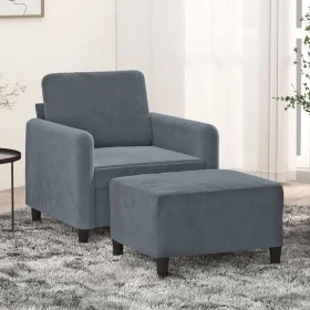 Dark gray velvet armchair with stool 60 cm by , Sofas - Ref: Foro24-3201165, Price: 187,60 €, Discount: %