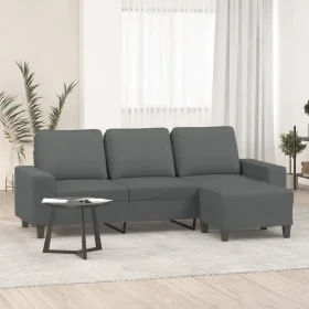 Sofá de 3 plazas con taburete de tela gris oscuro 180 cm de , Sofás - Ref: Foro24-3201152, Precio: 328,27 €, Descuento: %