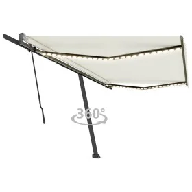 Toldo retráctil manual con luz LED crema 500x350 cm de , Toldos - Ref: Foro24-3069862, Precio: 600,27 €, Descuento: %
