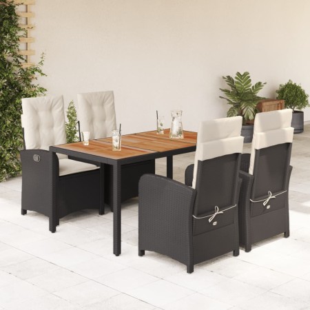Set de muebles jardín 5 pzas con cojines ratán sintético negro en Conjuntos de jardín | Comprar online en Foru.es