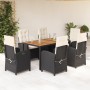 Set de comedor de jardín 7 pzas y cojines ratán sintético negro en Conjuntos de jardín | Comprar online en Foru.es