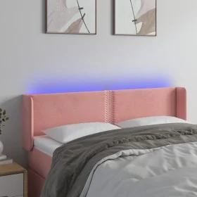 Pink velvet headboard with LED 147x16x78/88 cm by , Headboards and footboards - Ref: Foro24-3123149, Price: 74,32 €, Discount: %