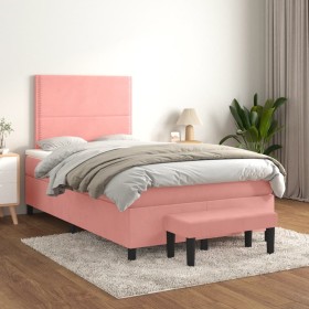 Cama box spring con colchón terciopelo rosa 120x200 cm de , Camas y somieres - Ref: Foro24-3137778, Precio: 436,23 €, Descuen...
