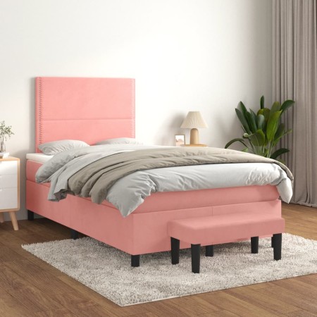 Cama box spring con colchón terciopelo rosa 120x200 cm de , Camas y somieres - Ref: Foro24-3137778, Precio: 436,23 €, Descuen...