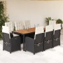Set de comedor de jardín 9 pzas y cojines ratán sintético negro en Conjuntos de jardín | Comprar online en Foru.es