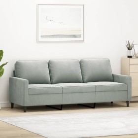 Sofá de 3 plazas terciopelo gris claro 180 cm de , Sofás - Ref: Foro24-359209, Precio: 306,47 €, Descuento: %