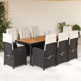 Set de comedor de jardín 9 pzas y cojines ratán sintético negro en Conjuntos de jardín | Comprar online en Foru.es