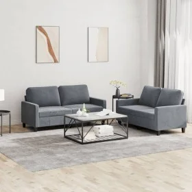 Zweiteilige Sofagarnitur aus dunkelgrauem Samt mit Kissen von , Sofas - Ref: Foro24-3201497, Preis: 393,17 €, Rabatt: %