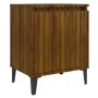 Mesita de noche con patas de metal marrón roble 40x30x50 cm de vidaXL, Mesitas de noche - Ref: Foro24-813120, Precio: 34,85 €...