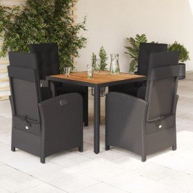 Set de muebles jardín 5 pzas con cojines ratán sintético negro en Conjuntos de jardín | Comprar online en Foru.es