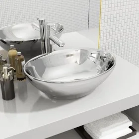Lavabo de cerámica plateado 40x33x13,5 cm de vidaXL, Lavabos - Ref: Foro24-143473, Precio: 78,50 €, Descuento: %