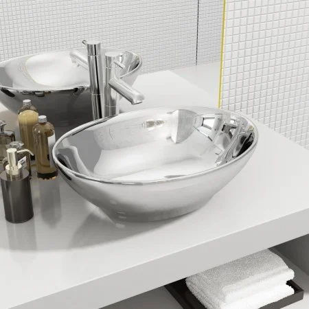 Silver ceramic sink 40x33x13.5 cm by vidaXL, Sinks - Ref: Foro24-143473, Price: 78,50 €, Discount: %
