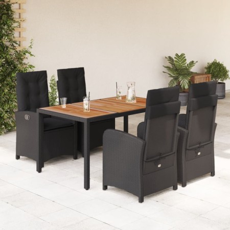 Set de muebles jardín 5 pzas con cojines ratán sintético negro en Conjuntos de jardín | Comprar online en Foru.es