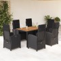 Set de comedor de jardín 7 pzas y cojines ratán sintético negro en Conjuntos de jardín | Comprar online en Foru.es