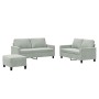 Juego de sofás con cojines 3 piezas terciopelo gris claro de , Sofás - Ref: Foro24-3201506, Precio: 435,99 €, Descuento: %