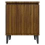 Mesita de noche con patas de metal marrón roble 40x30x50 cm de vidaXL, Mesitas de noche - Ref: Foro24-813120, Precio: 34,85 €...