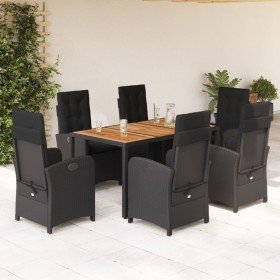 Set de comedor de jardín 7 pzas y cojines ratán sintético negro en Conjuntos de jardín | Comprar online en Foru.es
