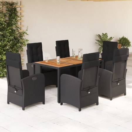 Set de comedor de jardín 7 pzas y cojines ratán sintético negro en Conjuntos de jardín | Comprar online en Foru.es