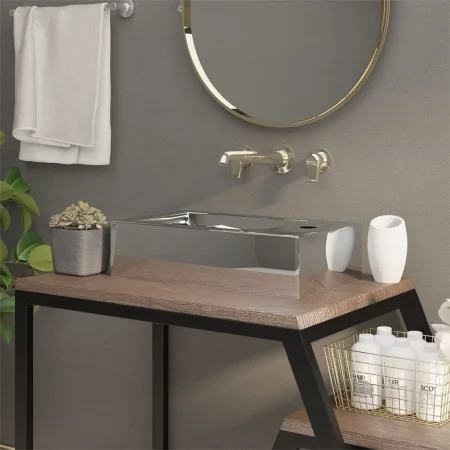 Waschbecken mit Überlauf 49x25x15 cm aus silberner Keramik von vidaXL, Sinkt - Ref: Foro24-143491, Preis: 63,80 €, Rabatt: %