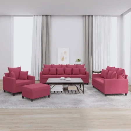 Juego de sofás con cojines 4 piezas terciopelo rojo tinto by , Sofas - Ref: Foro24-3201694, Price: 611,78 €, Discount: %