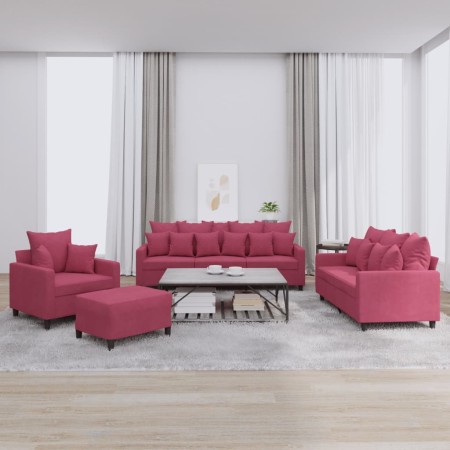 Juego de sofás con cojines 4 piezas terciopelo rojo tinto de , Sofás - Ref: Foro24-3201694, Precio: 644,51 €, Descuento: %