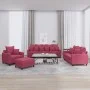 Juego de sofás con cojines 4 piezas terciopelo rojo tinto by , Sofas - Ref: Foro24-3201694, Price: 611,78 €, Discount: %