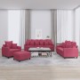 Juego de sofás con cojines 4 piezas terciopelo rojo tinto de , Sofás - Ref: Foro24-3201694, Precio: 644,51 €, Descuento: %