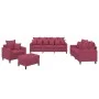 Juego de sofás con cojines 4 piezas terciopelo rojo tinto by , Sofas - Ref: Foro24-3201694, Price: 611,78 €, Discount: %