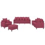 Juego de sofás con cojines 4 piezas terciopelo rojo tinto de , Sofás - Ref: Foro24-3201694, Precio: 644,51 €, Descuento: %