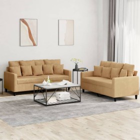Juego de sofás con cojines 2 piezas terciopelo marrón de , Sofás - Ref: Foro24-3201707, Precio: 414,53 €, Descuento: %