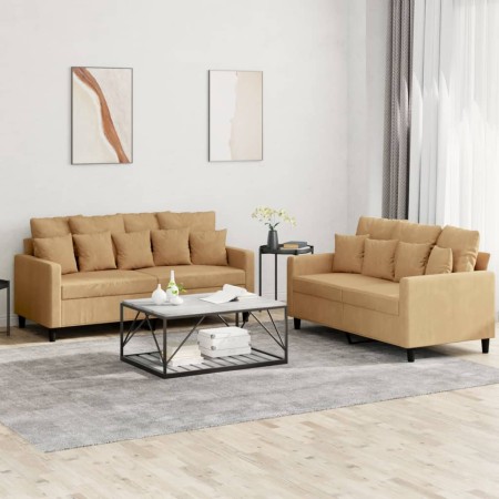 Juego de sofás con cojines 2 piezas terciopelo marrón de , Sofás - Ref: Foro24-3201707, Precio: 414,53 €, Descuento: %